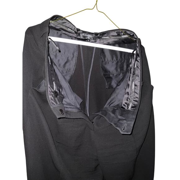 2025 Chanel Wide Legged Crepe de Soie Pants in Black - Size 40 - Unisex - Picture 7 of 10